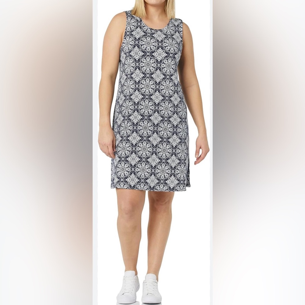 Amazon Essentials Navy & White Sleeveless Swing Dress NWT Small